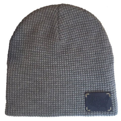 "Oklamerica" leather patch beanie