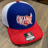 "Oklamerica" Red, White & Blue Mesh Trucker Cap