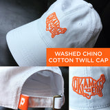 "Oklamerica" white cotton twill cap