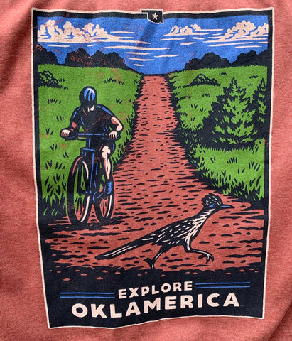“Explore Oklamerica” Red Dirt Roadrunner tee
